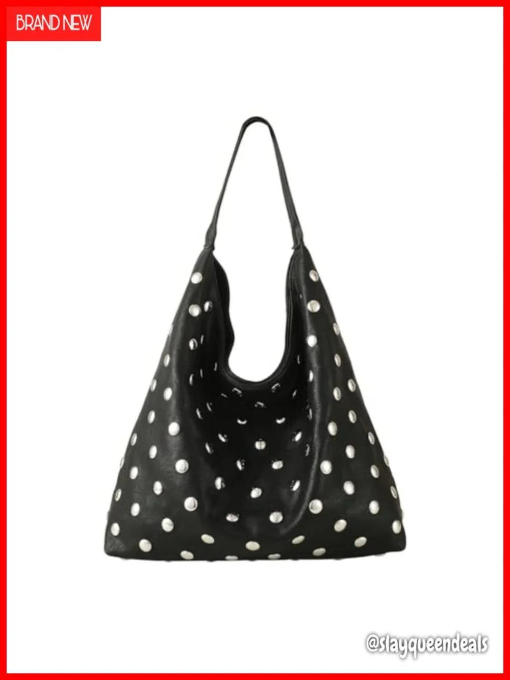 Studded Hobo Purse for Women Faux Leather Tote Shoulder Bag Punk Handbag